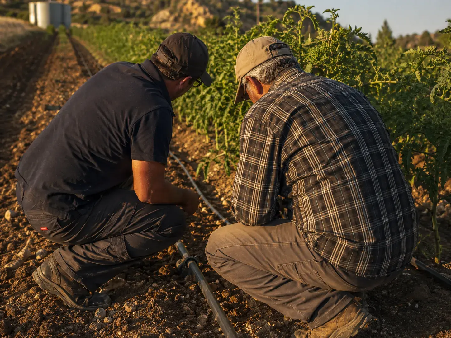 Técnico especializado revisando el protocolo de aplicación de Agro ECA Protect en campo